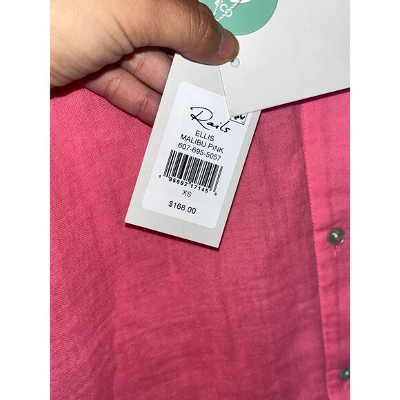 NWT Rails Ellis pink button down gauze button down shirt hibiscus 37429 size XS - Picture 11 of 13